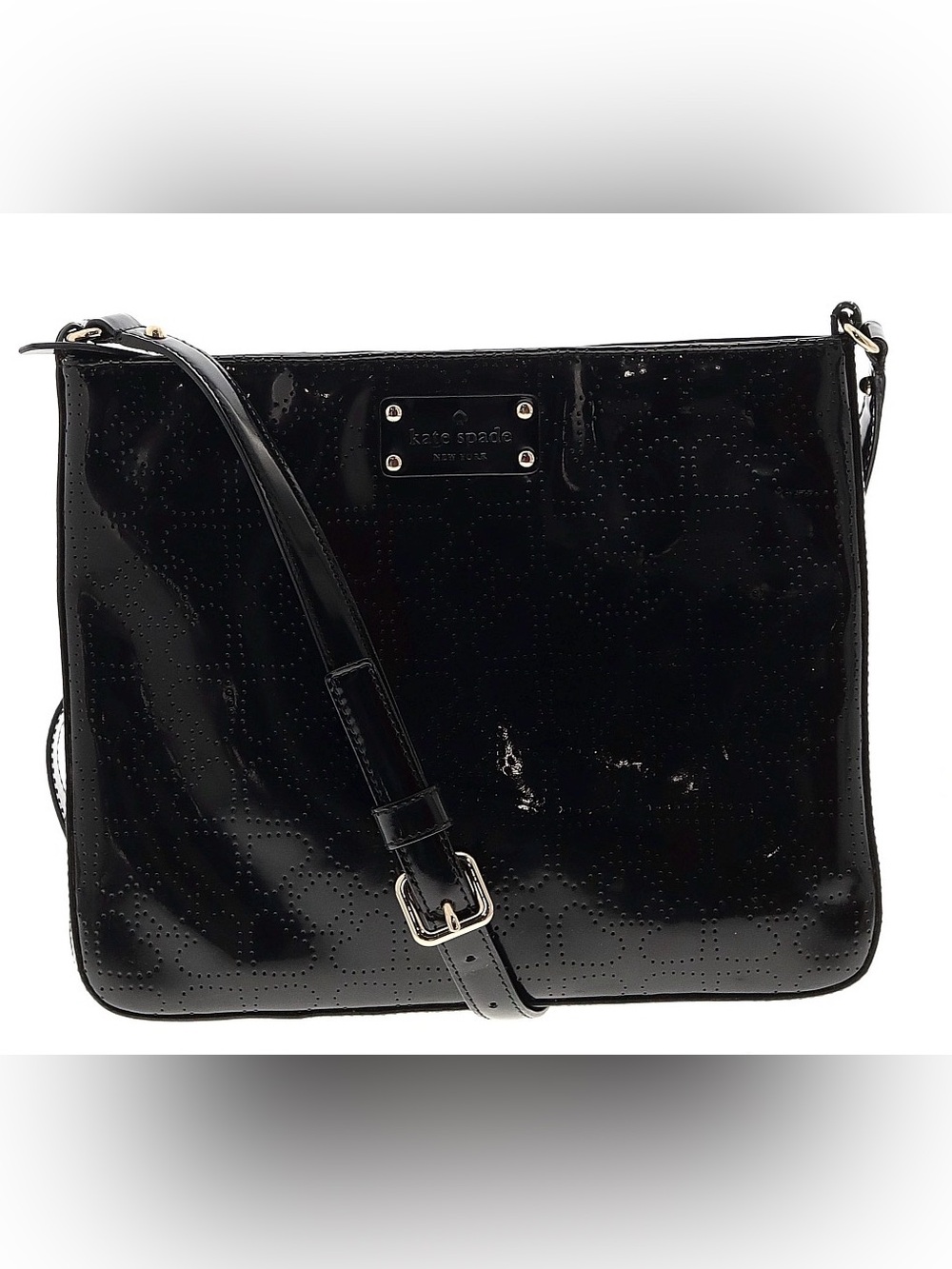 Kate Spade Darby Metro Spade Black Patent Leather Crossbody Bag EUC